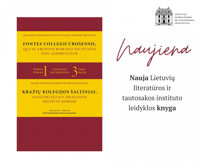 Nauja Lietuvių literatūros ir tautosakos instituto leidyklos knyga