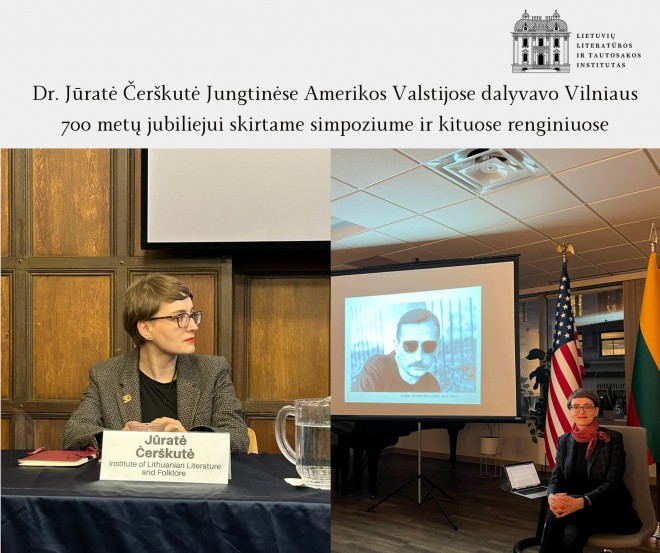 Instituto mokslininkė dr. Jūratė Čerškutė Jungtinėse Amerikos Valstijose dalyvavo Vilniaus 700 metų jubiliejui skirtame simpoziume