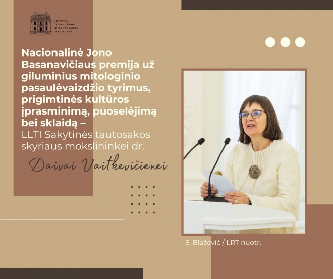 Nacionalinė Jono Basanavičiaus premija – dr. Daivai Vaitkevičienei 